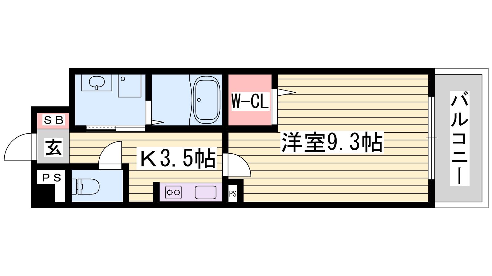 カルザ姫路(1K/3階)の間取り写真