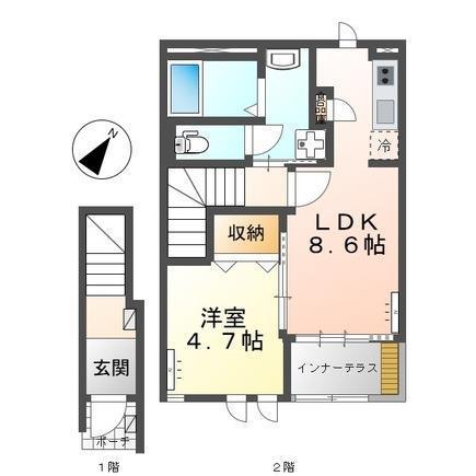 メリー コート(1LDK/2階)の間取り写真