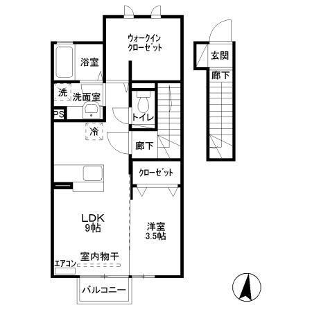 ピュアライフ(1LDK/2階)の間取り写真