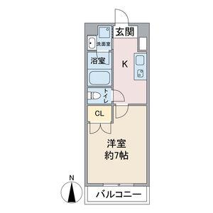アールズタワー池下西(1K/1階)の間取り写真