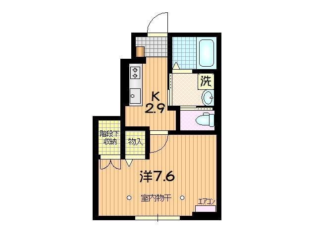 オークC(1K/1階)の間取り写真
