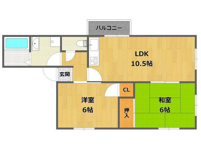 小坂ハイツ(2LDK/1階)の間取り写真