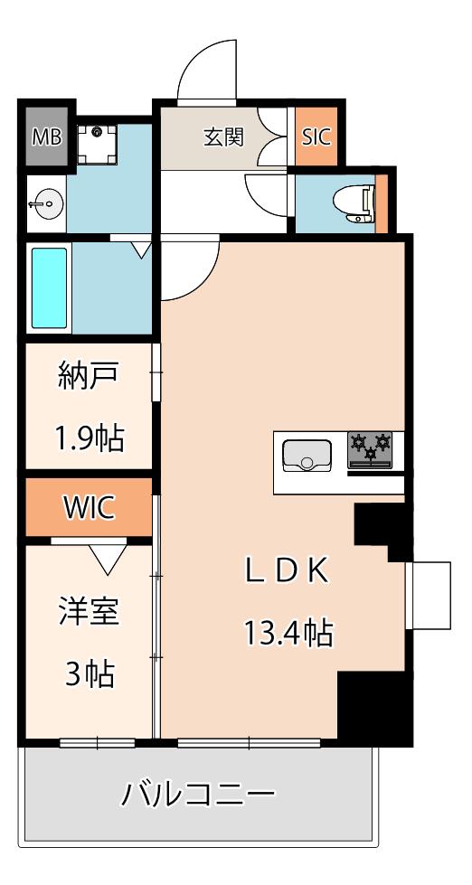 プレサンスNEO九条ディアシス(1SLDK/4階)の間取り写真