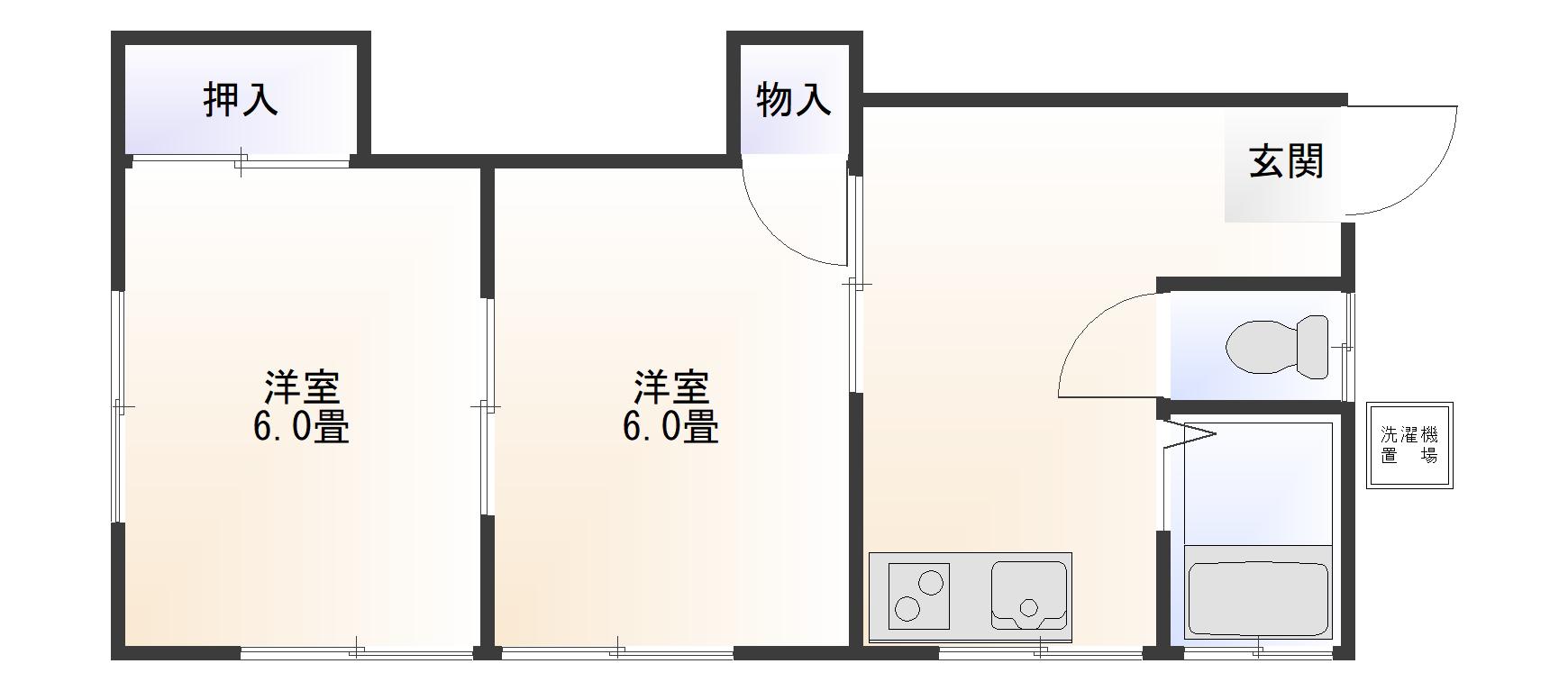 たるば荘(2DK/2階)の間取り写真