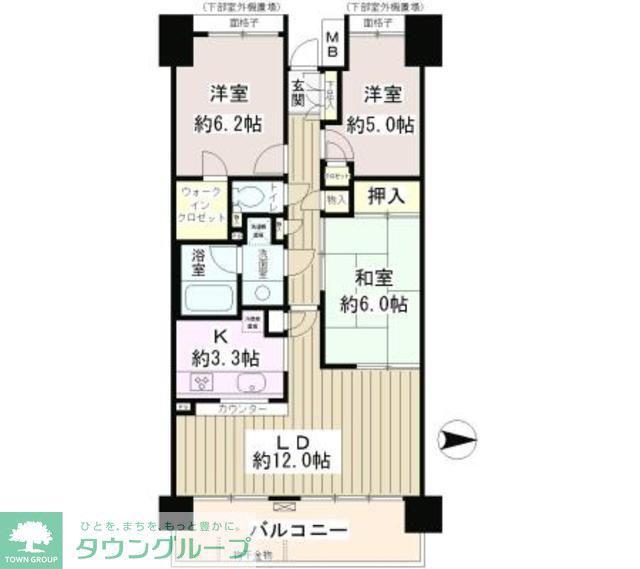 板橋仲宿パーク・ホームズ(3LDK/8階)の間取り写真