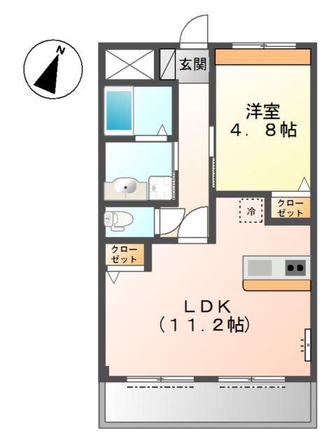 宝悠ハイム(1LDK/1階)の間取り写真