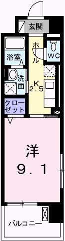 クレール姫路(1K/1階)の間取り写真