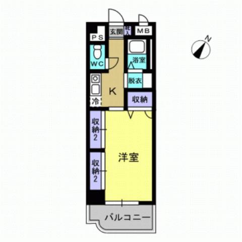 ティアラハイツ栄門(1K/3階)の間取り写真
