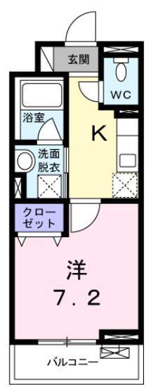 プラシード(1K/2階)の間取り写真