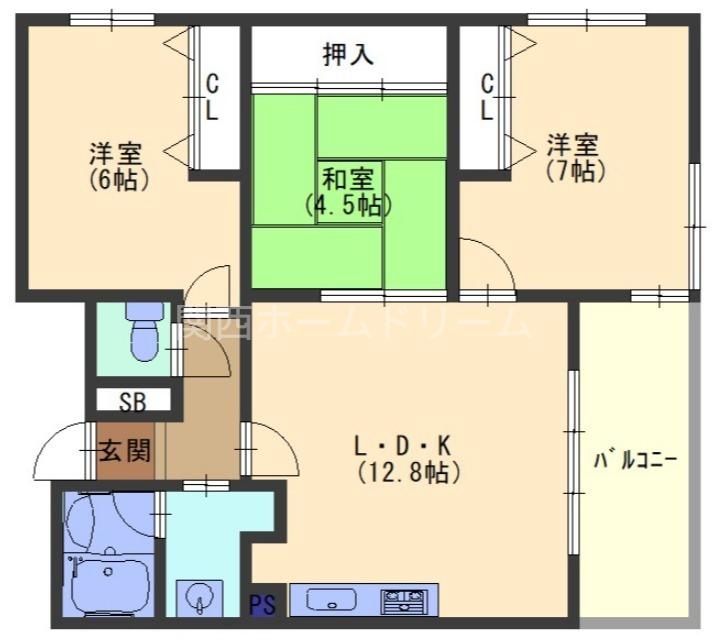 CASA CARA(2LDK/1階)の間取り写真