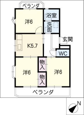 ムゼオフィオレンツァ(3K/4階)の間取り写真