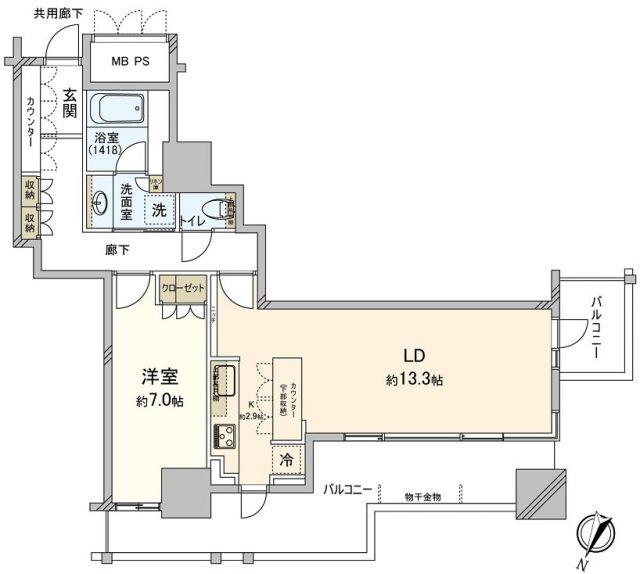 THE OMIYA TOWERS(1LDK/2階)の間取り写真