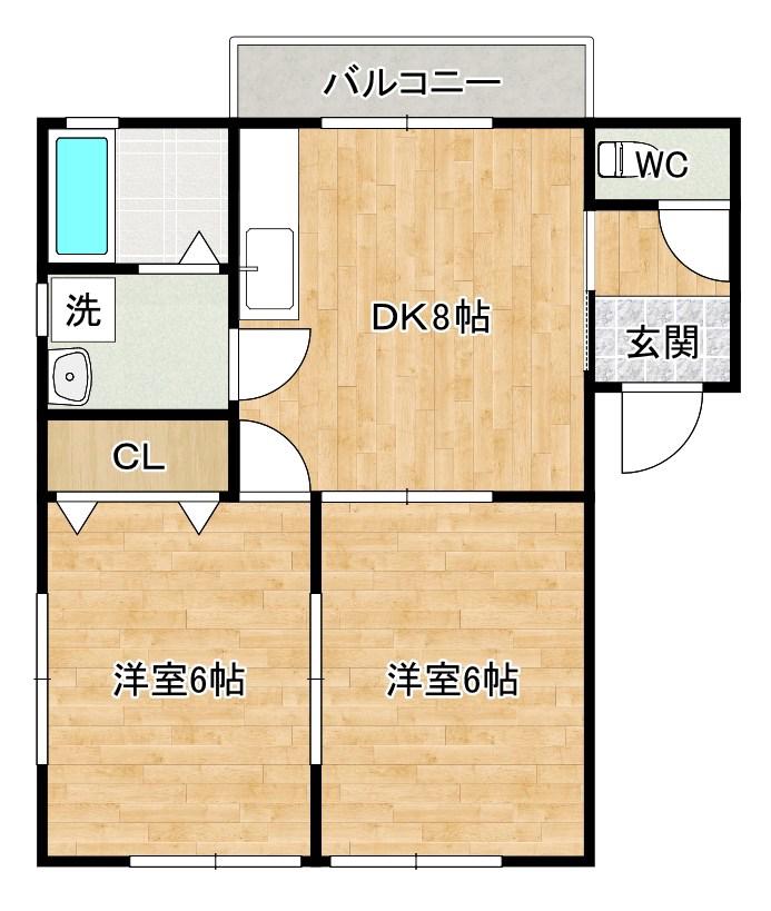 佐々木ハイツ(2DK/2階)の間取り写真