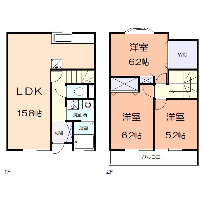 テラス北見(3LDK/1階)の間取り写真