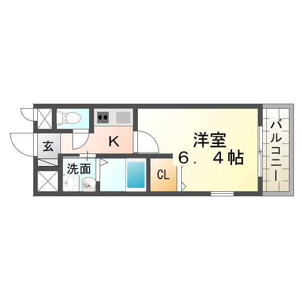 ADESSO アデッソ(1K/2階)の間取り写真