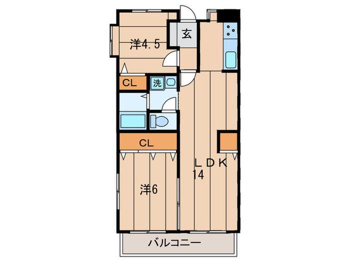 パインパーク日吉(2LDK/2階)の間取り写真