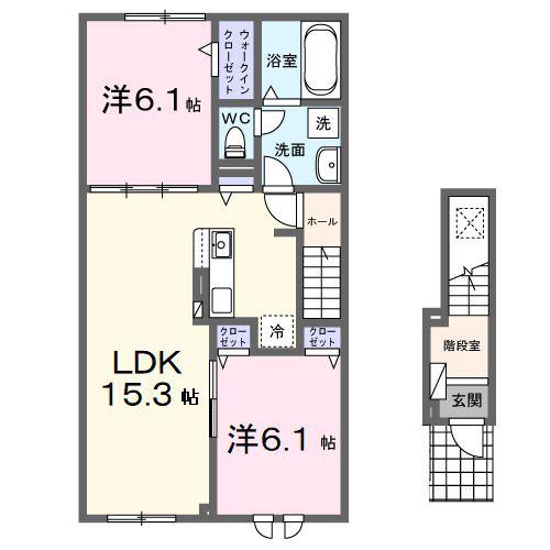 ノーブル ヴュー(2LDK/2階)の間取り写真