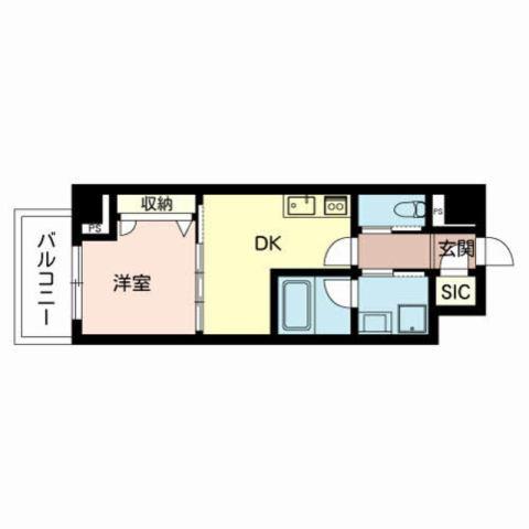 ベラ・ルーナ(1DK/2階)の間取り写真
