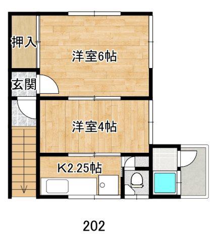 佐本ハイツ(2K/2階)の間取り写真