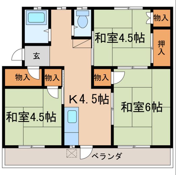 コンラッド倉敷(3K/3階)の間取り写真