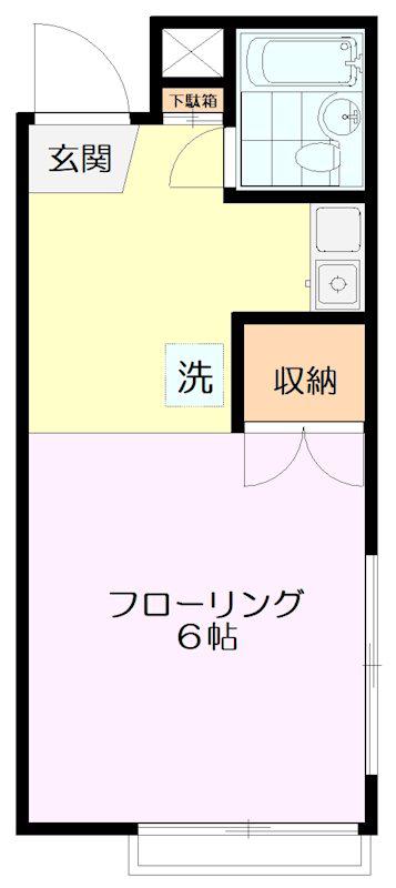 ドミール(ワンルーム/2階)の間取り写真