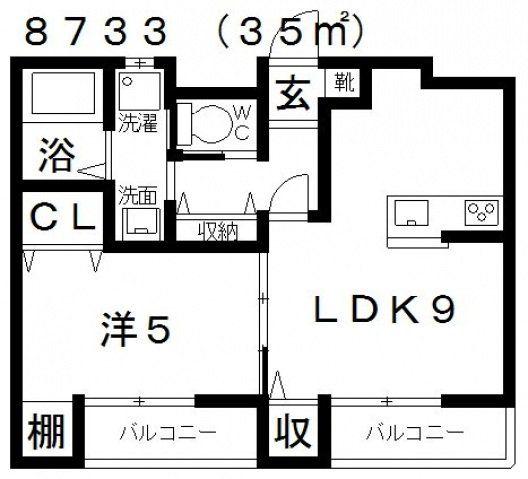 ラ・パレット(1LDK/2階)の間取り写真