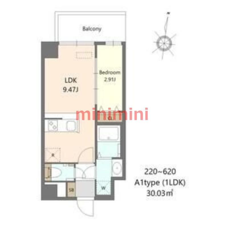ALIVIS SHIMO-SHINJO SOL TERRACE(1LDK/2階)の間取り写真