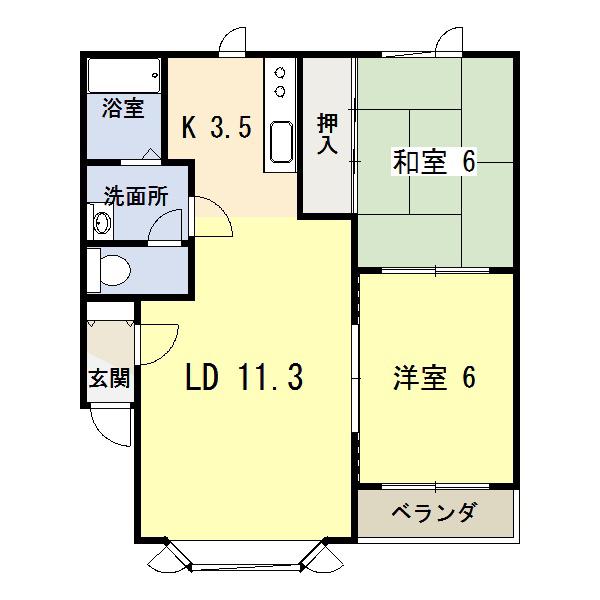 グリーンオークス(2LDK/1階)の間取り写真