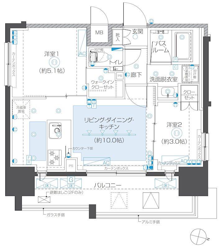 ZOOM本郷(2LDK/10階)の間取り写真