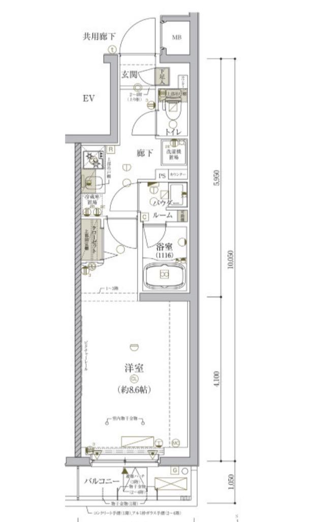 ARCOBALENO TORITSUKASEI(1K/3階)の間取り写真