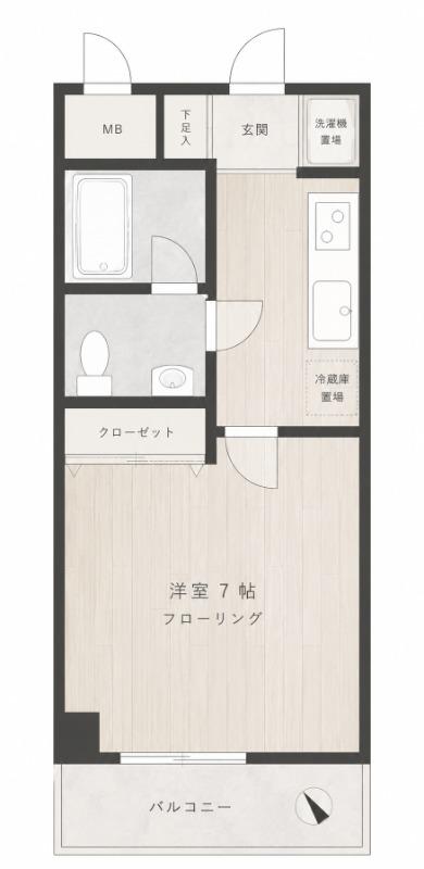 エスペランサ柿生(1K/1階)の間取り写真