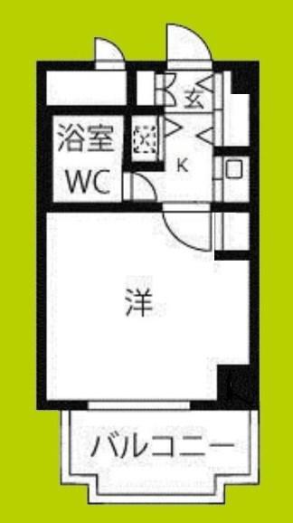 ハイツオークラ靭公園(1K/3階)の間取り写真