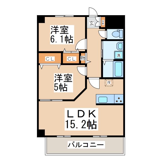 ピュアマンション美咲野(2LDK/4階)の間取り写真