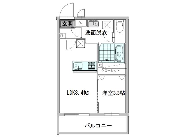 グランデル埋橋(1LDK/1階)の間取り写真