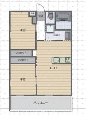 フェリシアス(2LDK/1階)の間取り写真