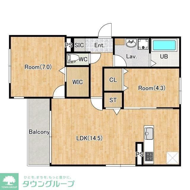リュクスブルー蒲生(2LDK/3階)の間取り写真
