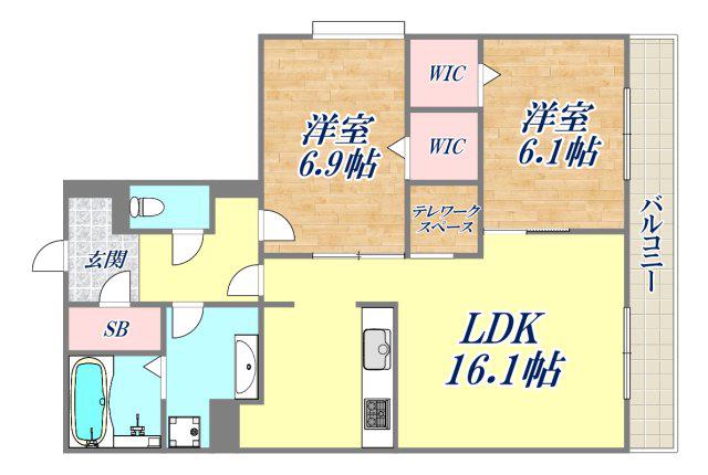 ルミエール西宮北口(2LDK/2階)の間取り写真