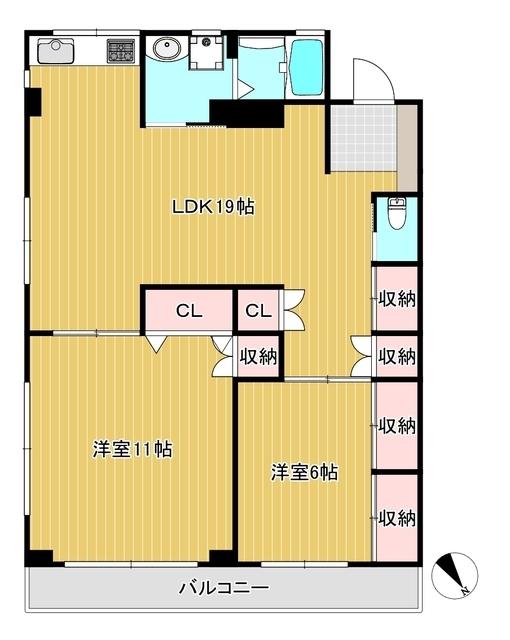 ビューバレー石橋(2LDK/2階)の間取り写真