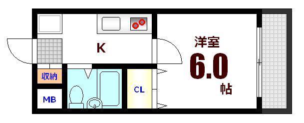 アルティメイトビル銀山町(1K/4階)の間取り写真