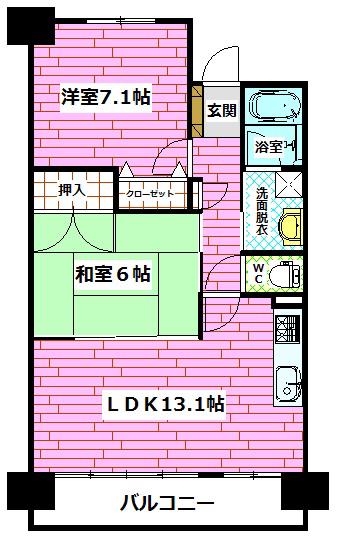 アスレ東原II番館(2LDK/15階)の間取り写真