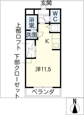 プランドールパルファ(ワンルーム/1階)の間取り写真