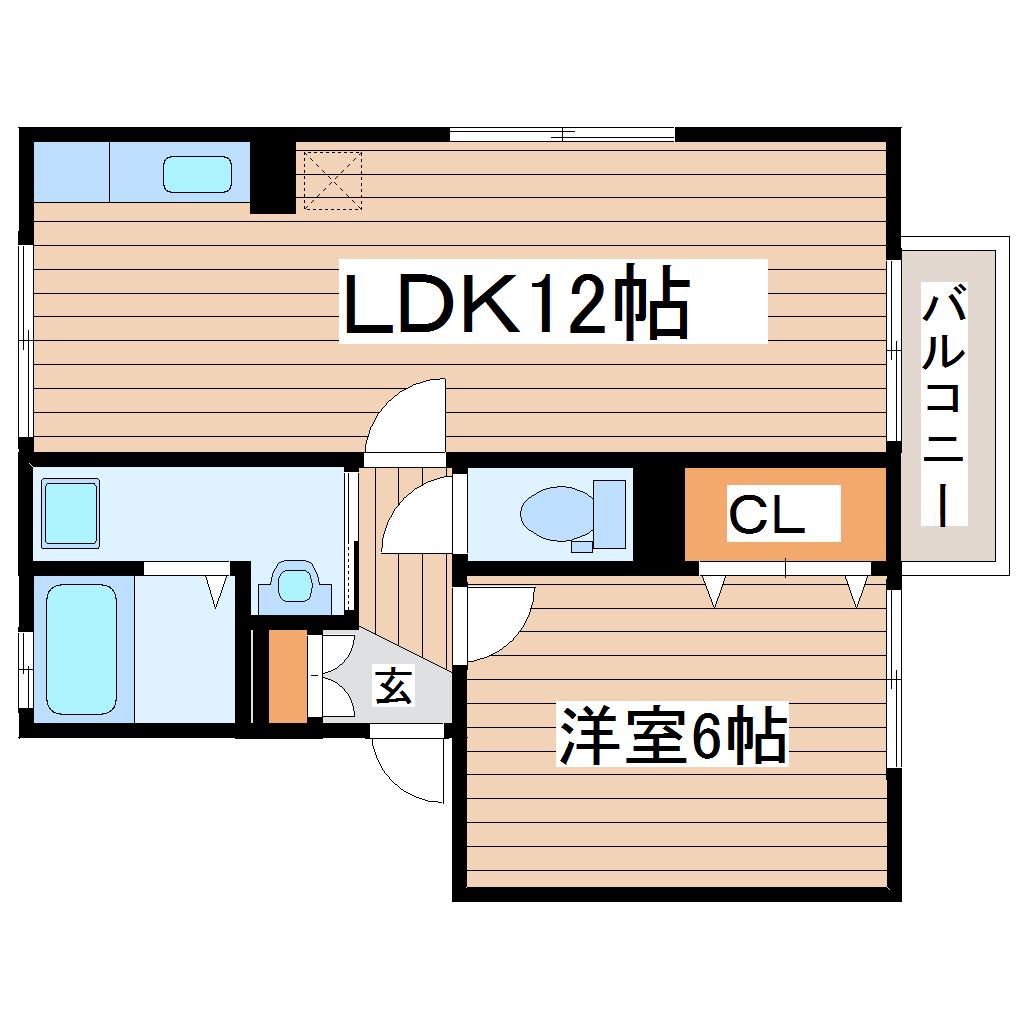 クレセントオサダ(1LDK/2階)の間取り写真