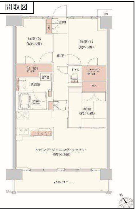 クレストフォルム柏サウスウイング(3LDK/6階)の間取り写真