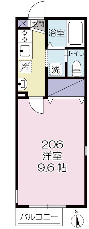 カモミール(1K/2階)の間取り写真