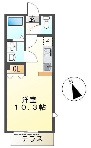 グローレ八王子(ワンルーム/1階)の間取り写真