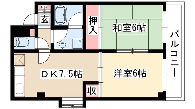 Gサイド白羽根(2DK/3階)の間取り写真