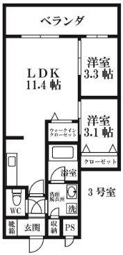 MODERN PALAZZO 大名(2LDK/4階)の間取り写真