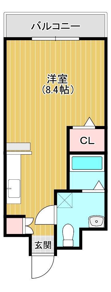 ビアン1号館(ワンルーム/4階)の間取り写真