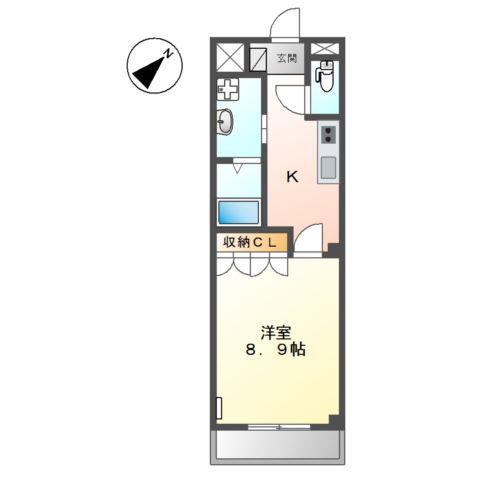 グリーングラス壱番館(1K/2階)の間取り写真