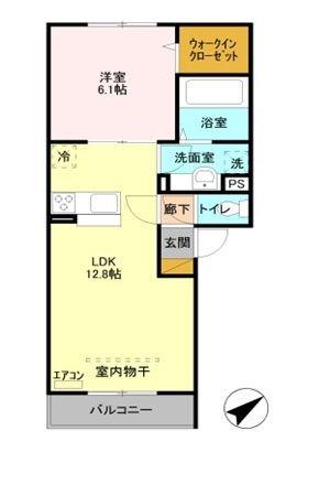 タウンコート B(1LDK/3階)の間取り写真